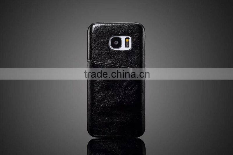 Low Price High Quality Leather Rubber Back Case for Samsung S7 edge Luxury Crazy Horse Grain Case with Card Slot SSZ MT-5536