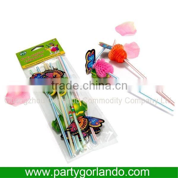 Modern hot sell fancy butterfly plastic drinking straw