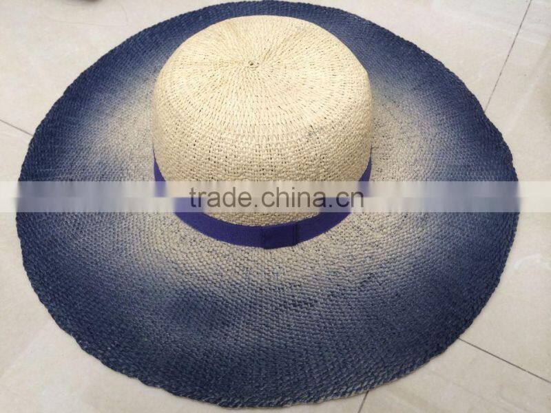 summer straw sombrero gradient color hat/big brim hat for lady