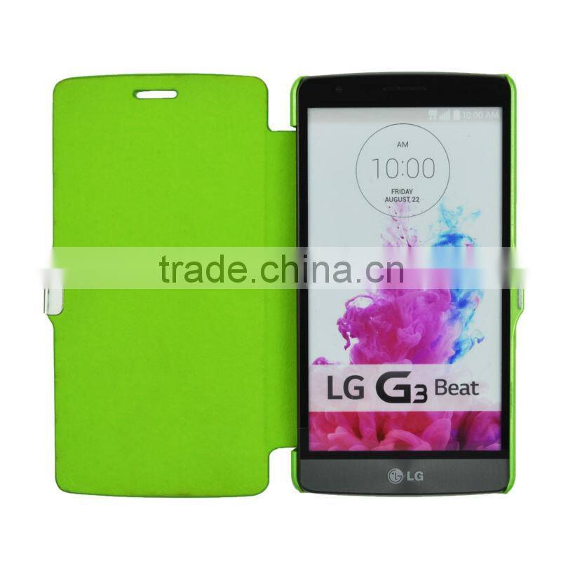Book style PU Leather cover case for LG G3 beat