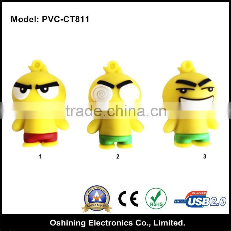 top selling yellow cartoon pvc mini usb flash drive (PVC-CT811)