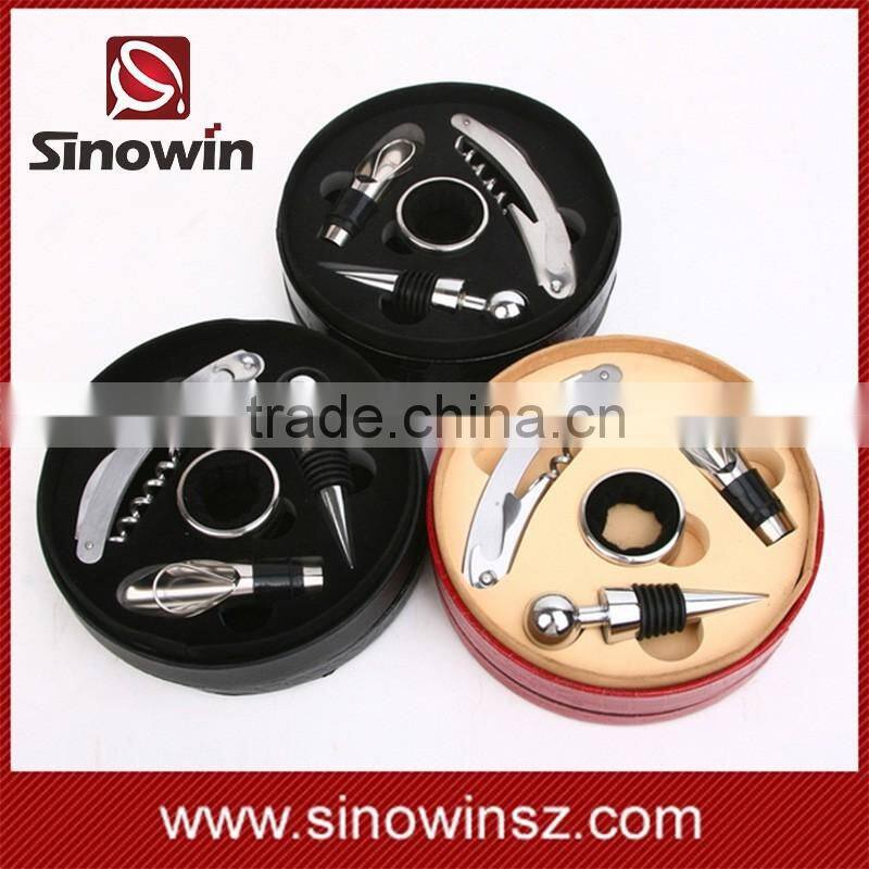 4 Piece Wine Corkscrew Wine Pourer Wine Stopper Wine Collar Wine Accessories Bar Set