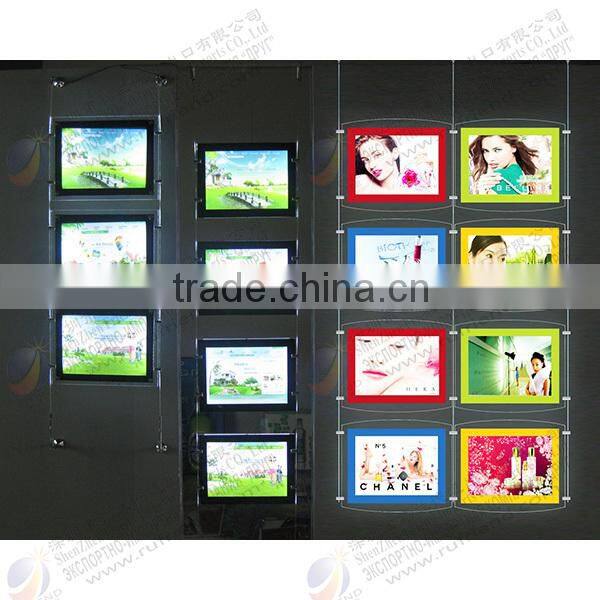 2014 Hot selling thin led double side clip Crystal Acrylic Poster light box