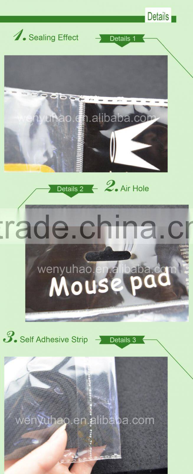 self adhesive lamination printed header bag / transparent gift packing bag