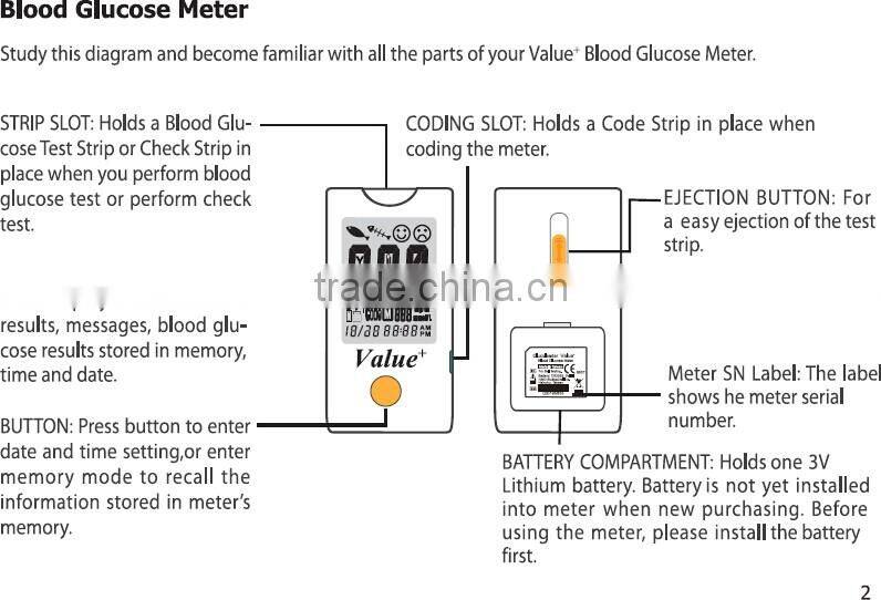 FDA approved blood glucose meter no code USB cable new blood glucose meter Value+
