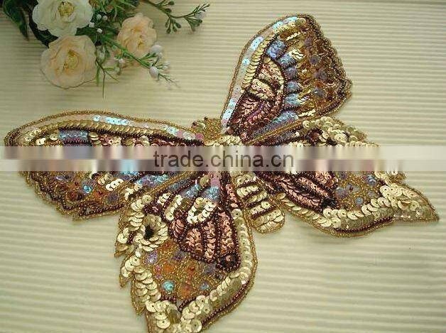 Handmade beaded appliques embroidery motifs lace