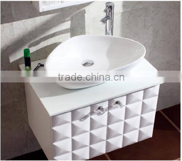 Tile small Multi-Layer solid wood bathroom mirror vanity cabinet