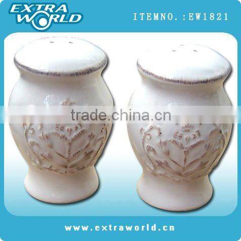 fruited painted ceramic soy sauce and vinegar bottle