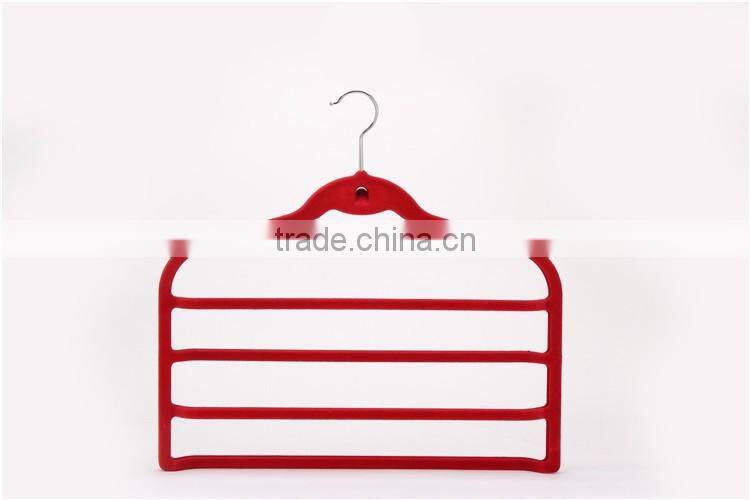 Family Indoors Use Velvet Flocked Trousers Hanger with A Hook