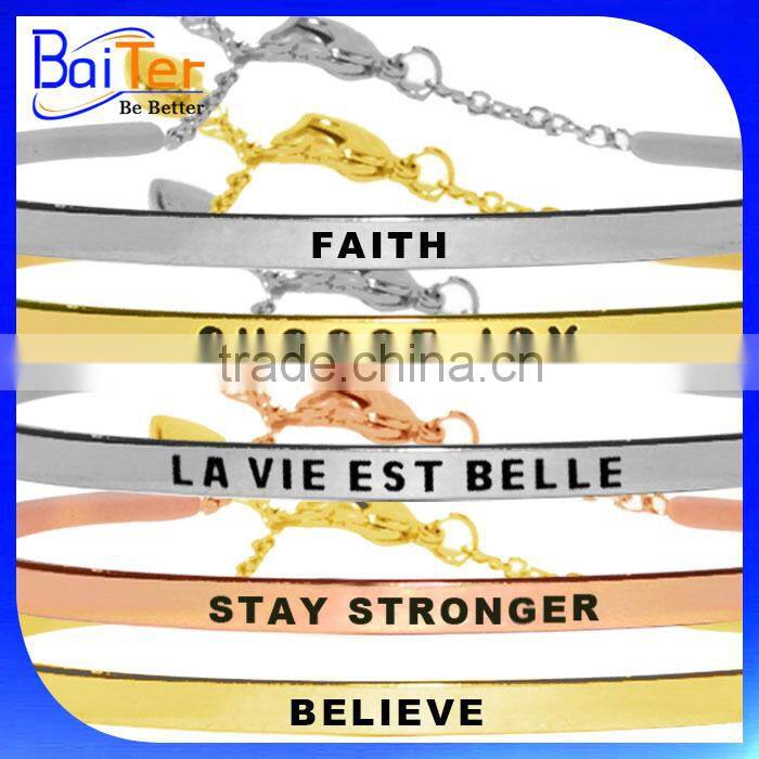 Custom Personalized Handwriting Word Charm Signature Bangle Bracelet