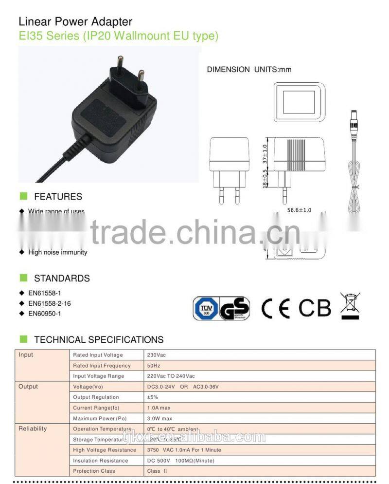 With 2-year product warranty CE, ROHS, TUV approved waterproof ac dc adaptor class 2 transformer