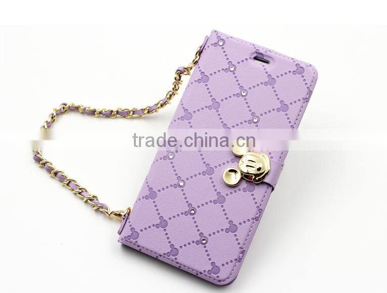Wholesale Leather Case With Cute Cartoon Buckle, Mobile Phone Case With Hand Lanyard