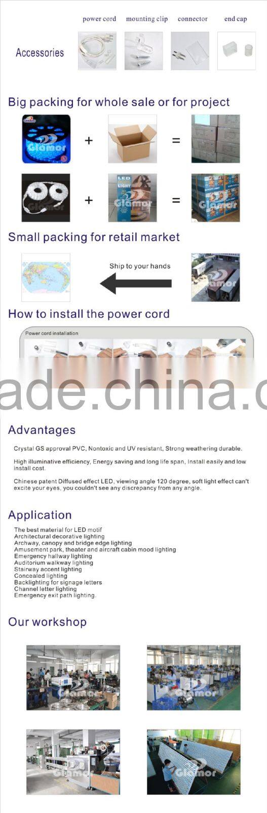 LED rope light with CE certificate life time 50000h high lumen