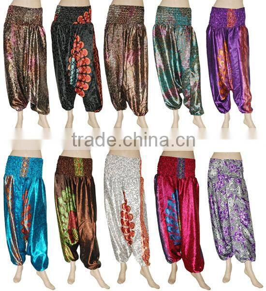Wholesale Collection of Indian Silk Sari Ladies Harem pants Assorted 50 Pcs