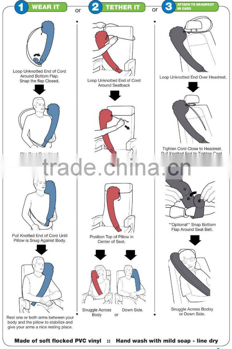 car plane flocked lateral support inflatable traveling Pillow