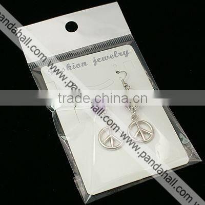 Earrings Bulk Peace and Love Earrings Pendientes Plata(EJEW-JE00492)