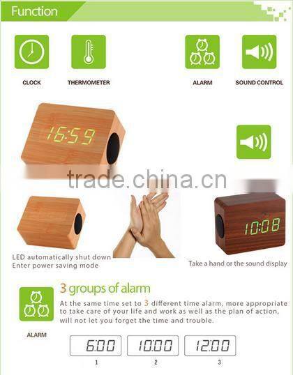2014 eco-friendly wireless sound control mini wood bluetooth speaker with LED