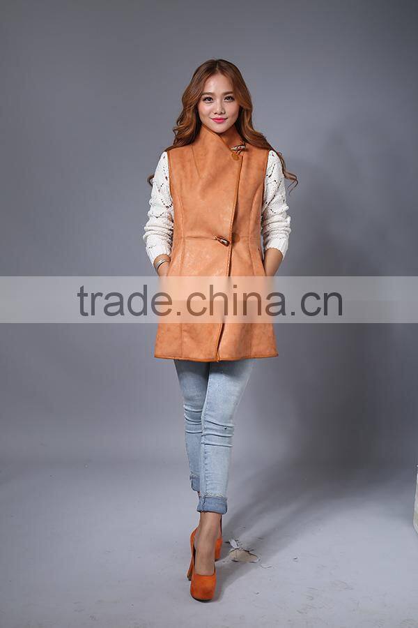 Women Real Leather Fur Vest / Lamb Fur Vest For Lady