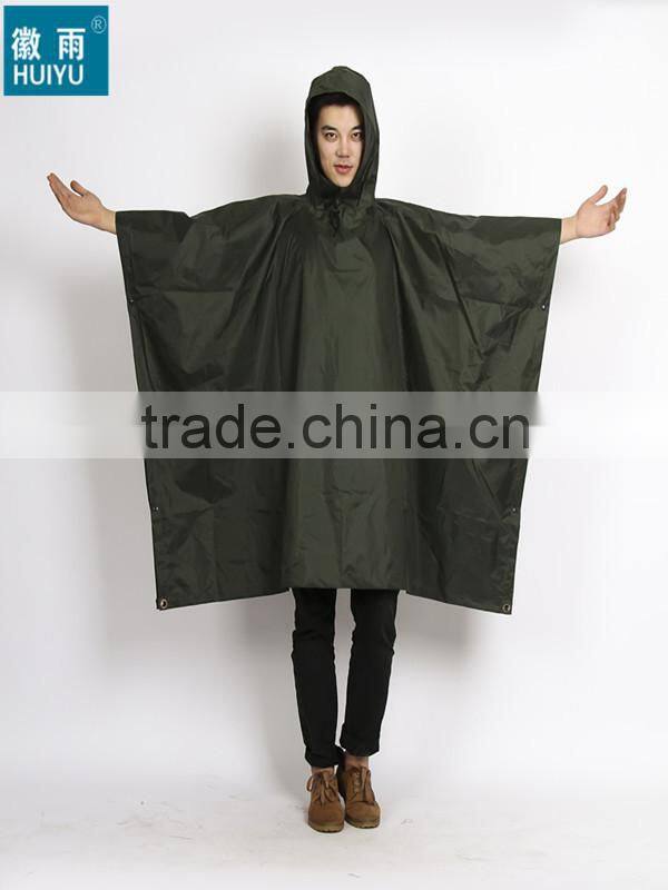 OEM factory 100% polyester or oxford raincoat army rain poncho military outdoor workplace bicycle motorcycle raincoat