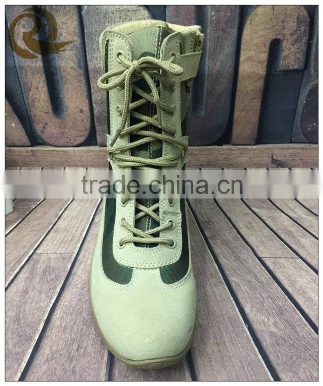 Wholesale Leather camouflage military army desert boots with zipper for man