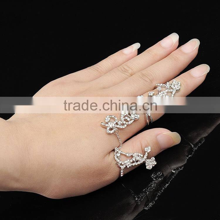 girls japan gemstone pearl finger nail ring jewelry