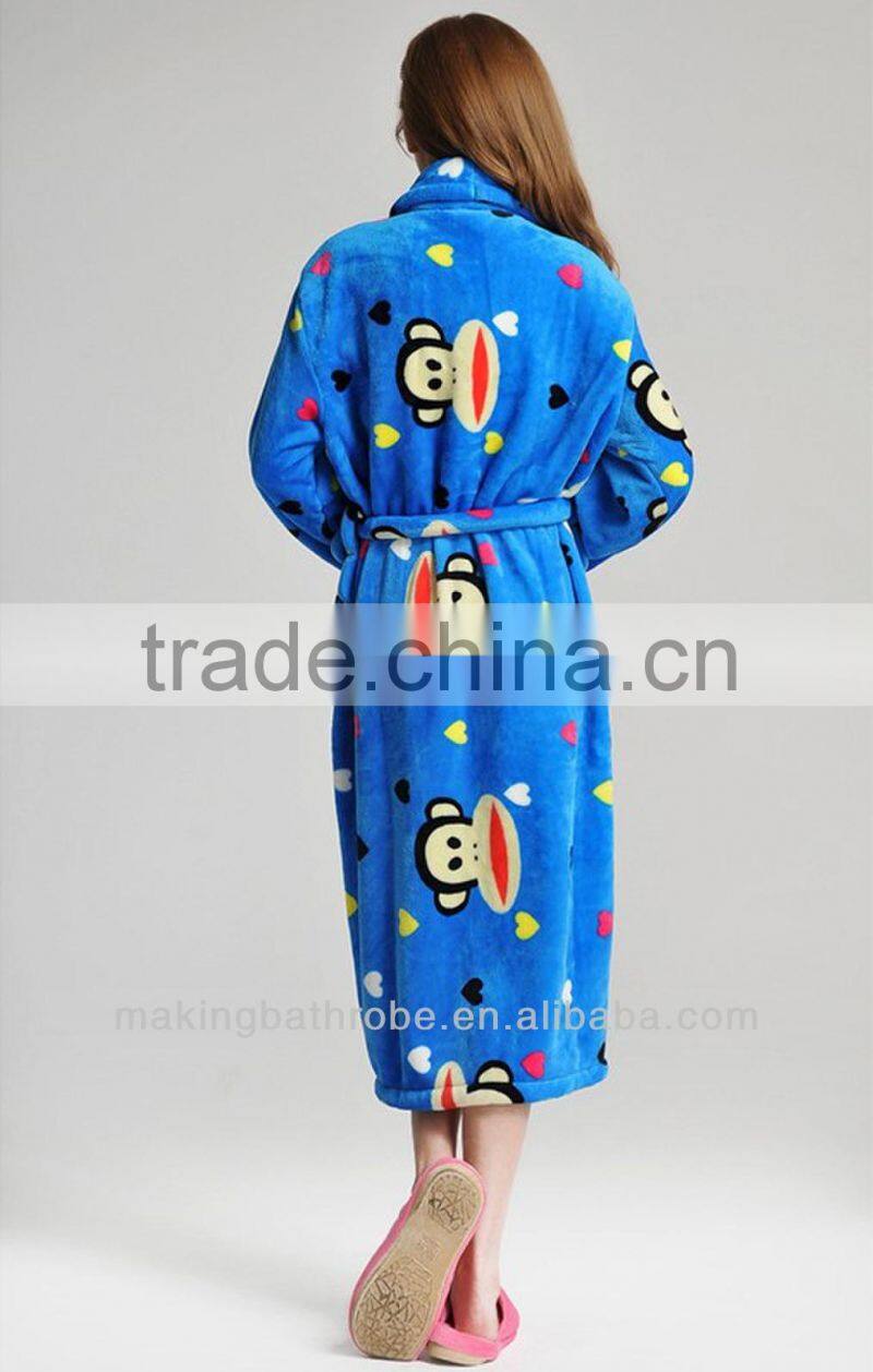 Cheap ladies' Printed flannel bathrobes