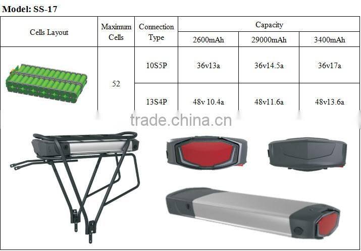 Slim 36v lifepo4 battery pack lithium ion external battery pack for ebike