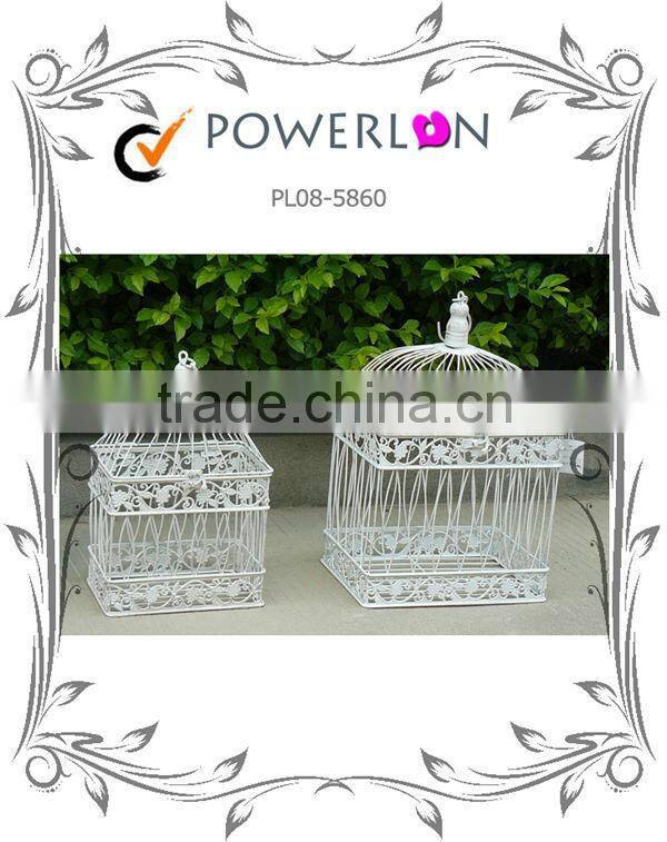 Vintage Metal Antique Square Outdoor Set Of 2/S Large Wrough Iron Bird Cages For Wedding Decoration TS05 G00 C00 X00 PL08-5860