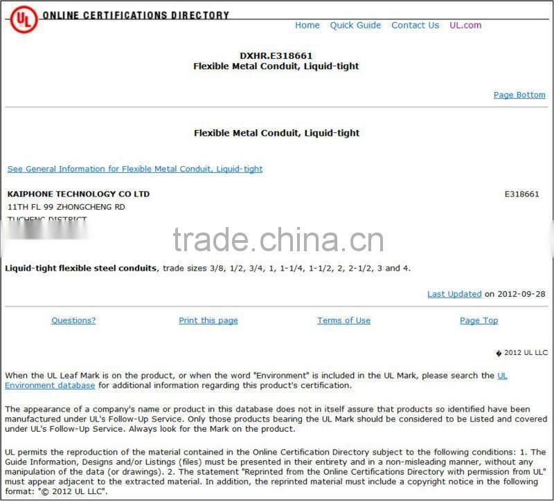Liquid Tight Flexible Steel Conduit