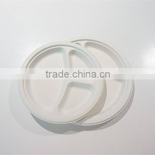 Biodegradable 9" 10" 3 Compartments Round Plate