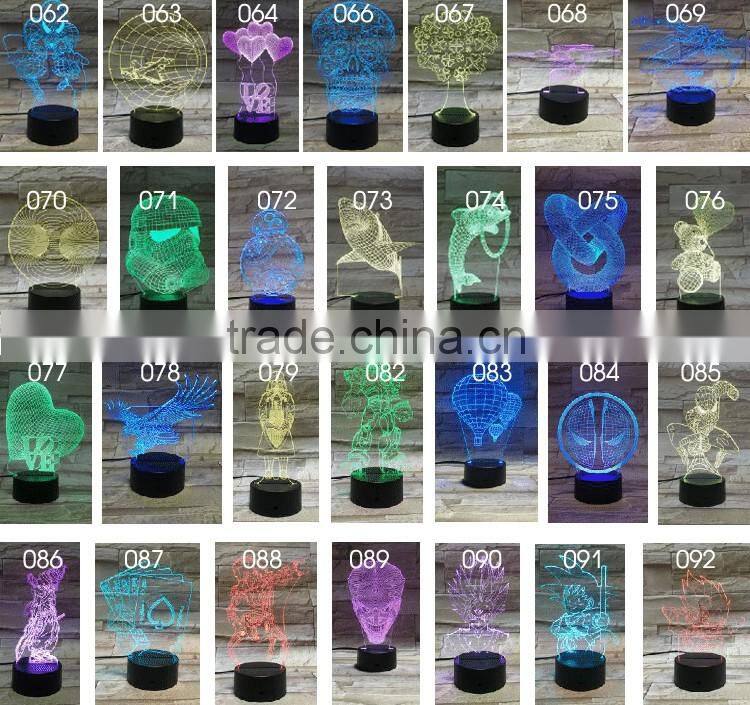 3D Optical Night Light Sponge Baby 7 RGB Light Colors 10 LEDs AA Battery or DC 5V Mixed Lot