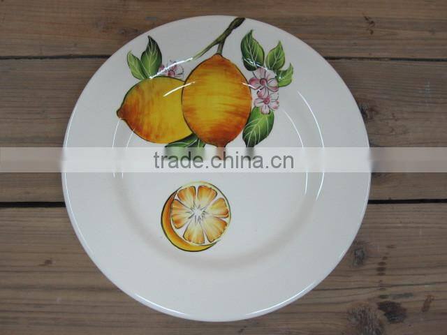 Factory direct sale white ceramic teapot with lemon decal