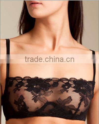 new style sexy yong lady black padded pretty lace bra