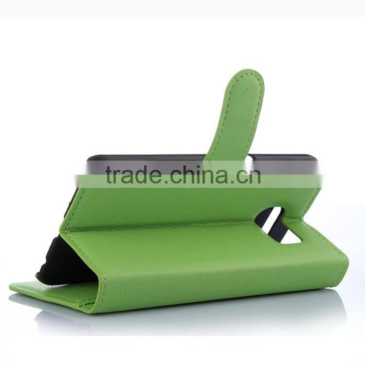 Factory Price Lichee Leather Pouch Wallet Case Folio Stand Cover Case for Samsung GALAXY S6 edge