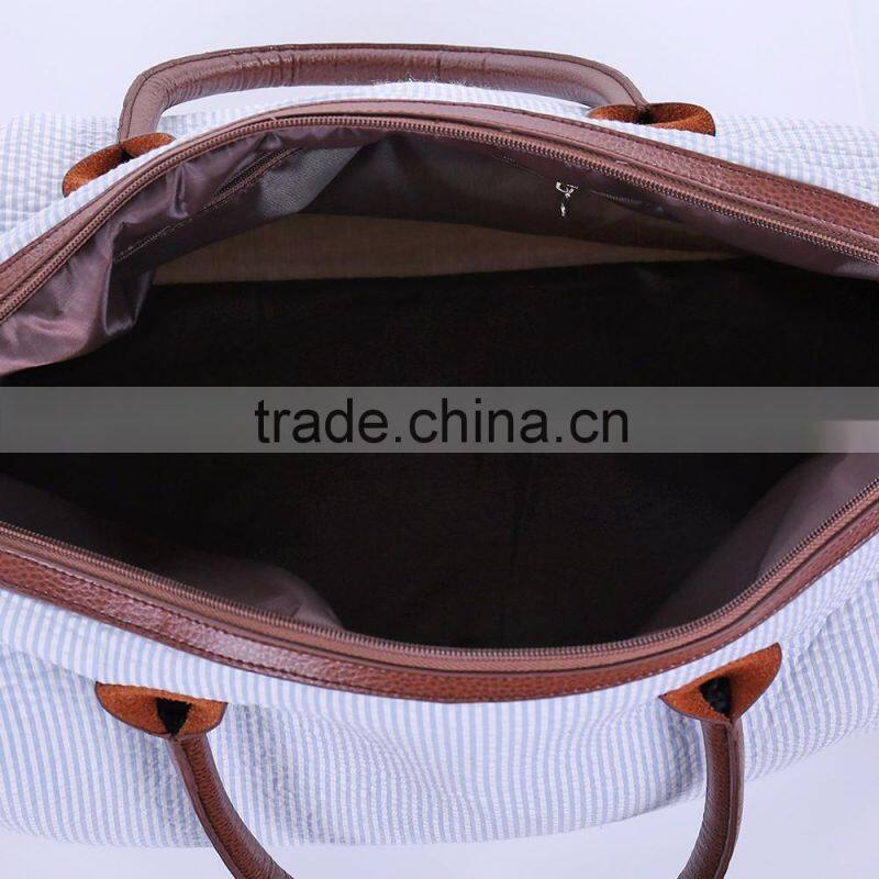 Monogrammable Prep Stripe seersucker weekend bag