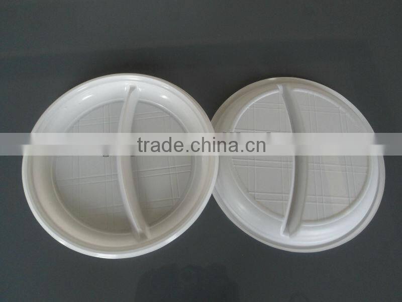 9 inch two compartments Disposable Plastic Plate For Food