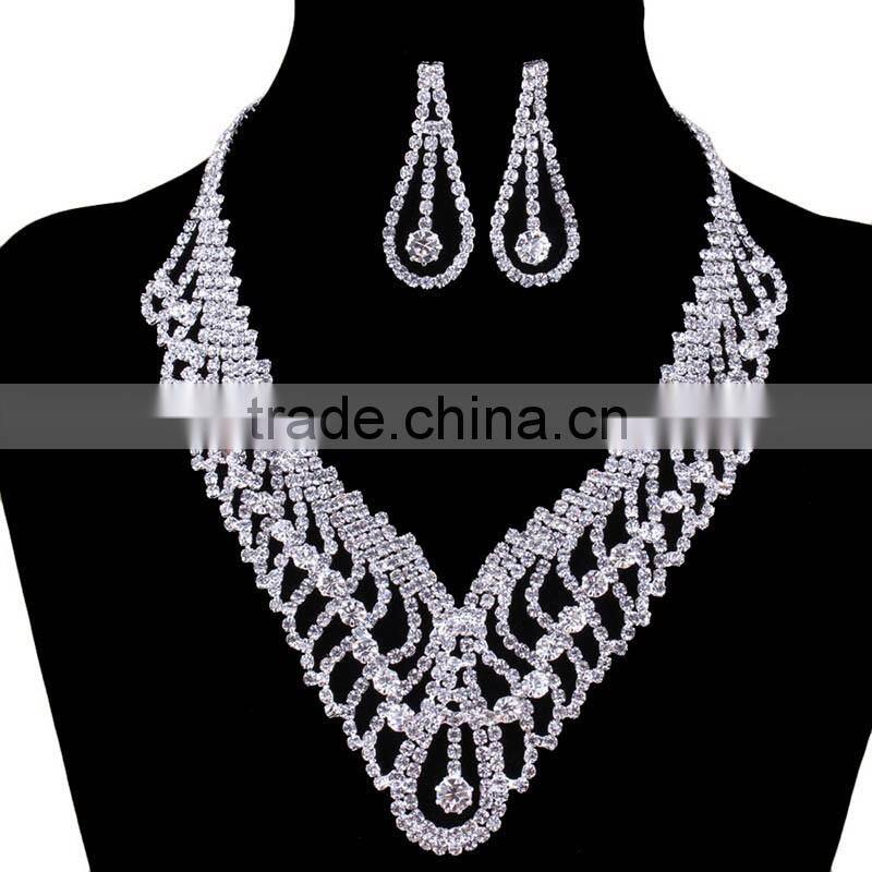 Unique Circles Tassels Design Crystal Dimond Bridal Jewelry Sets