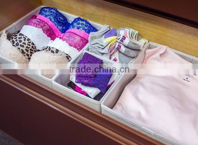 Foldable Storage Drawer Closet Dresser Organizer Bins for Underwear, Bras, Socks, Ties, Scarves, Accessories and More - 6 Piece