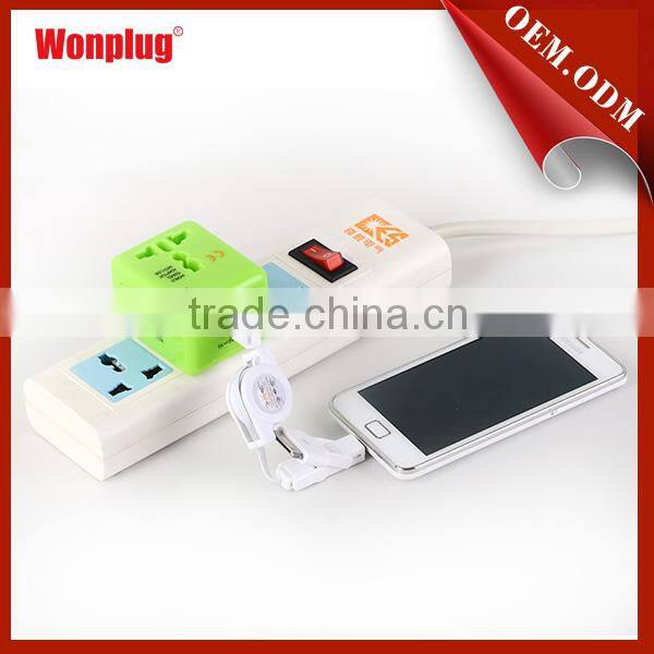 Smart appearance mini universal 1 usb travel adapter with LED light