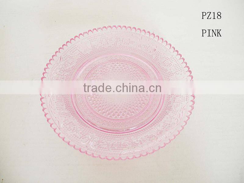 2016 embossed glass plate for dinner