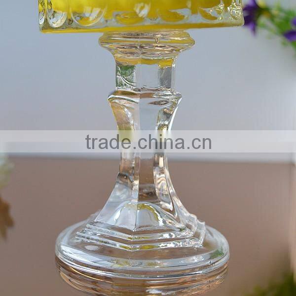 Glass candle container with long stem for sale
