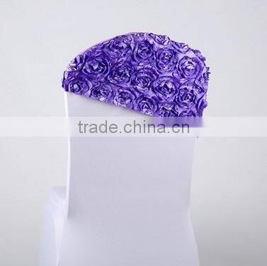 Fashionable Cheap Wholesale Spandex Satin Rosette Chair Cover Chair Cap/ Chair Hood for