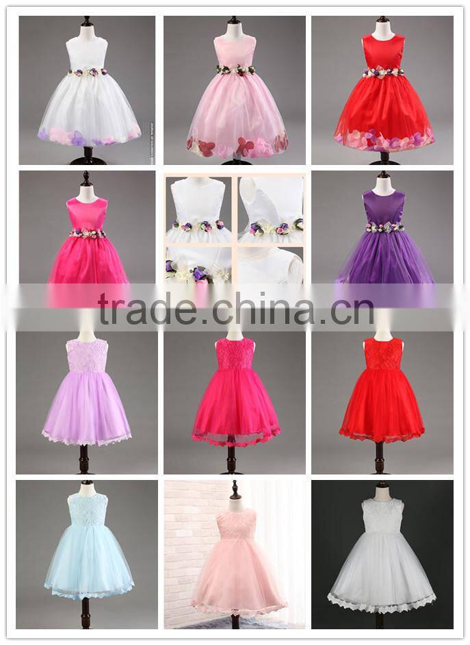 Embroidery High Quality Flower Girl Dress Ball Gown Scoop Bow Back Lace Flower Girl Dresses Kids Girl Party Wear