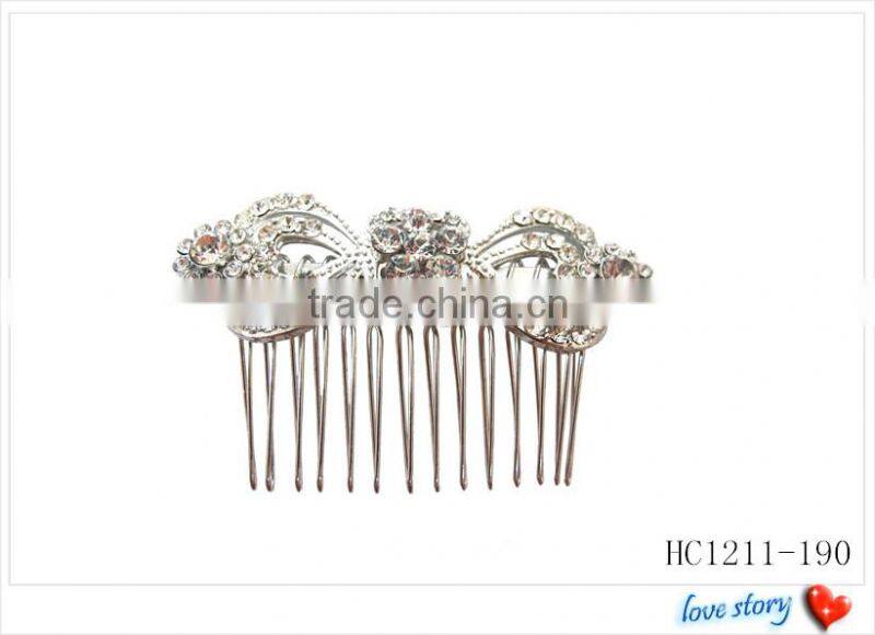 Beautiful butterfly hair combs,cheap rhinestone crystal hair comb for girls