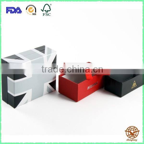 Custom Made Logo Printed Cufflink cardboard Jewelry box ,Top quality two piece Cufflink Jewelry Box