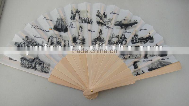 gold color printed advertising wooden spanish fan