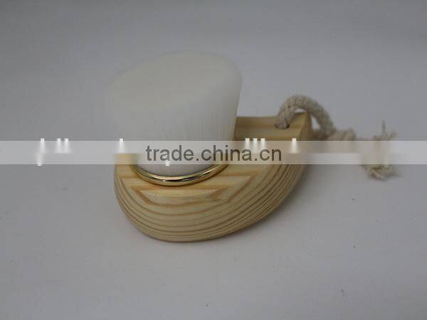 Hot sale wood handle synthetic hair face cleaning brush