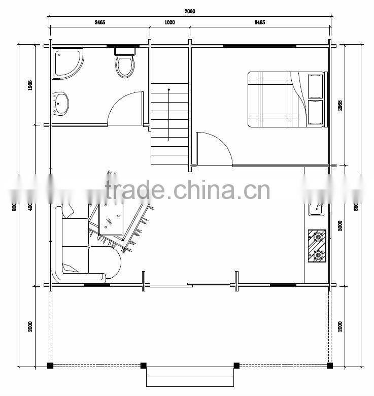 two floors prefabricated log house