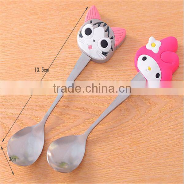 Eco-friendly cartoon baby silicone spoon with lovely cartoon