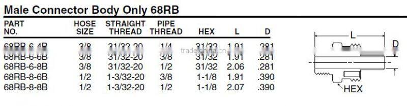 668B Male Connector Body, D.O.T. Air Brake Fitting For Rubber Tube,Pneumatic valve